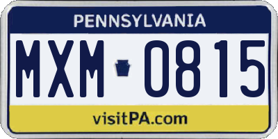 PA license plate MXM0815