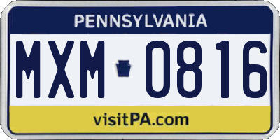 PA license plate MXM0816