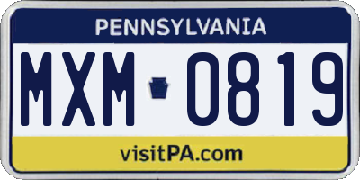 PA license plate MXM0819