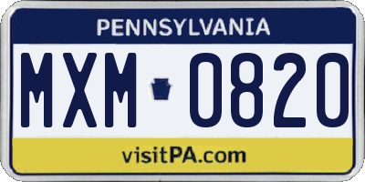 PA license plate MXM0820
