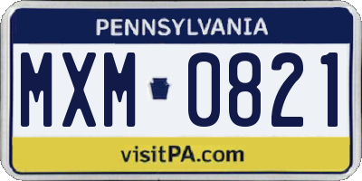 PA license plate MXM0821