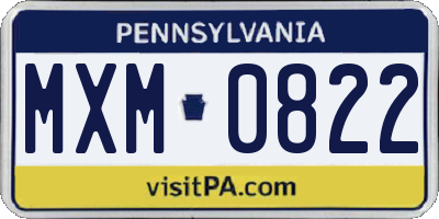 PA license plate MXM0822