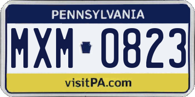 PA license plate MXM0823