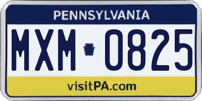 PA license plate MXM0825