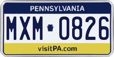 PA license plate MXM0826