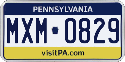 PA license plate MXM0829
