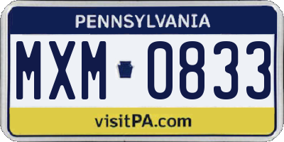 PA license plate MXM0833