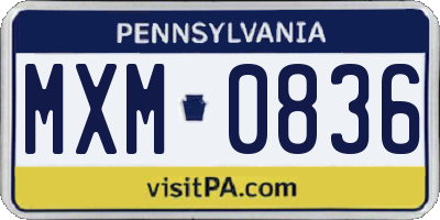 PA license plate MXM0836