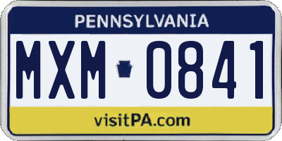 PA license plate MXM0841