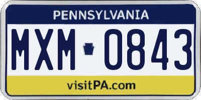 PA license plate MXM0843