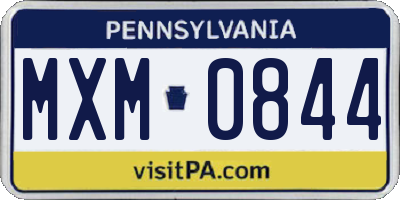 PA license plate MXM0844