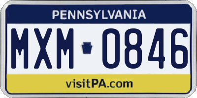 PA license plate MXM0846
