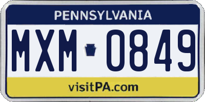 PA license plate MXM0849
