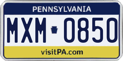 PA license plate MXM0850