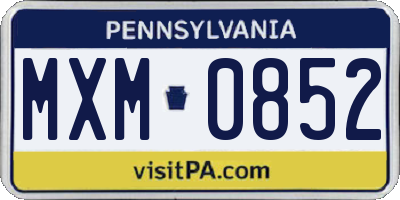 PA license plate MXM0852