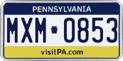 PA license plate MXM0853