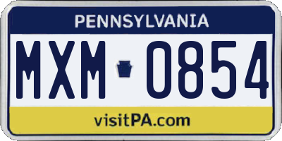 PA license plate MXM0854