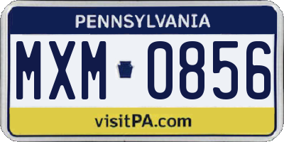 PA license plate MXM0856