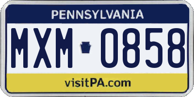 PA license plate MXM0858