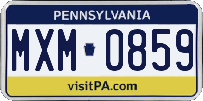 PA license plate MXM0859
