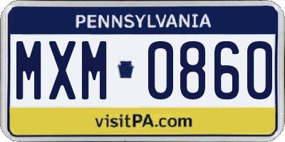 PA license plate MXM0860