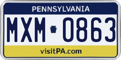 PA license plate MXM0863