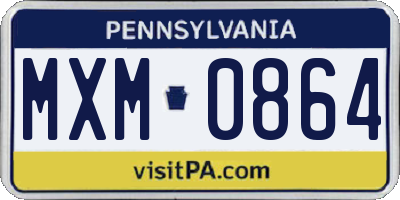 PA license plate MXM0864