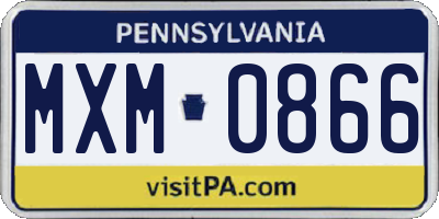 PA license plate MXM0866