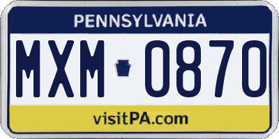 PA license plate MXM0870