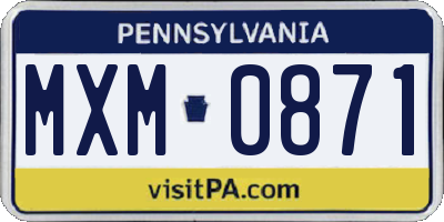 PA license plate MXM0871
