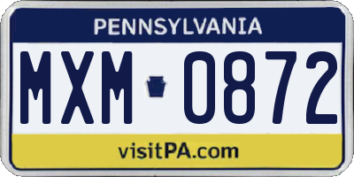 PA license plate MXM0872