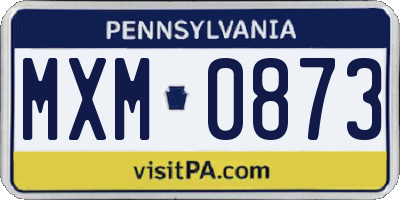 PA license plate MXM0873