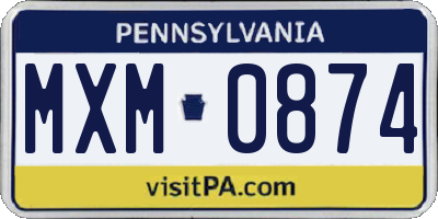 PA license plate MXM0874
