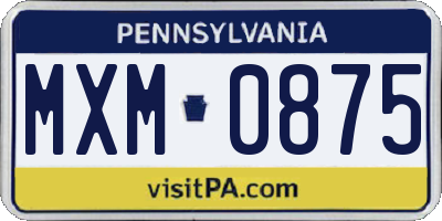PA license plate MXM0875
