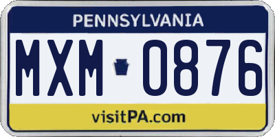 PA license plate MXM0876