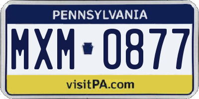 PA license plate MXM0877
