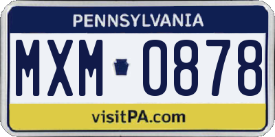 PA license plate MXM0878