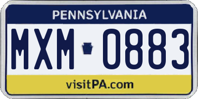 PA license plate MXM0883