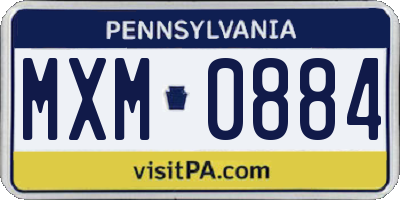 PA license plate MXM0884