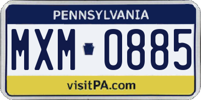 PA license plate MXM0885