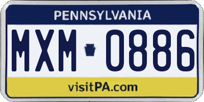 PA license plate MXM0886
