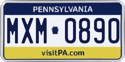 PA license plate MXM0890