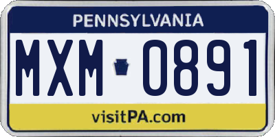 PA license plate MXM0891