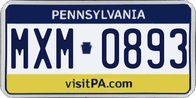 PA license plate MXM0893