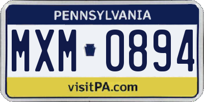 PA license plate MXM0894