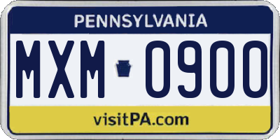 PA license plate MXM0900