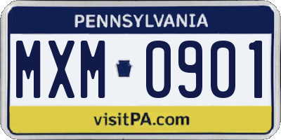 PA license plate MXM0901