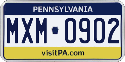 PA license plate MXM0902