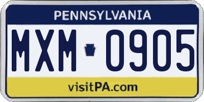 PA license plate MXM0905