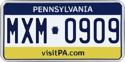 PA license plate MXM0909